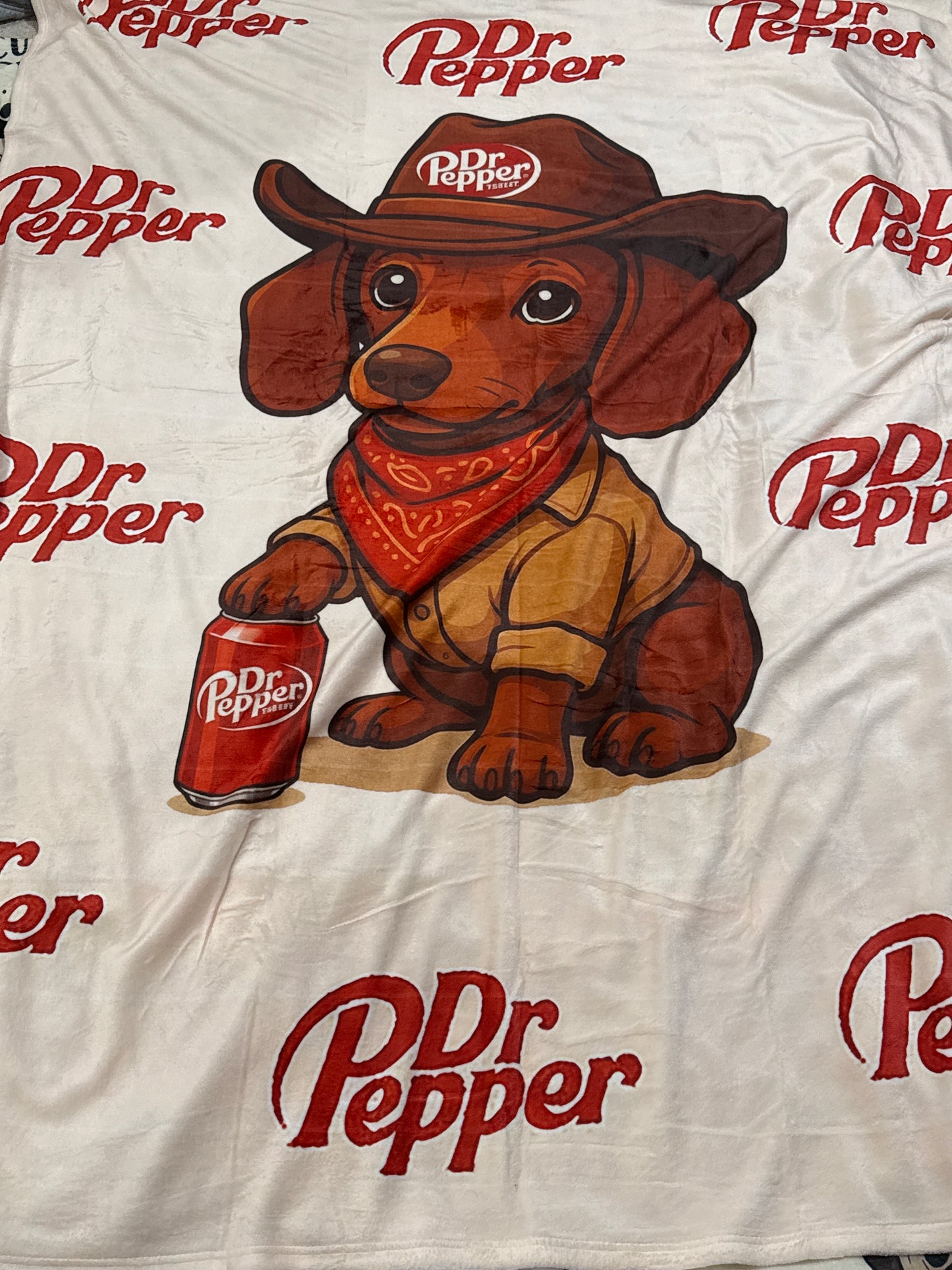 #4 WIENER DOG DR PEPPER THROW BLANKET