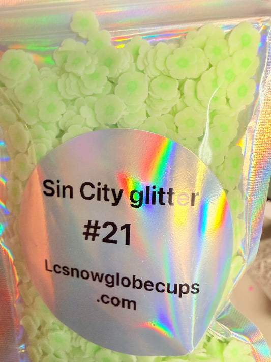 #21 Green Flowers Glitter Additive glow in the dark