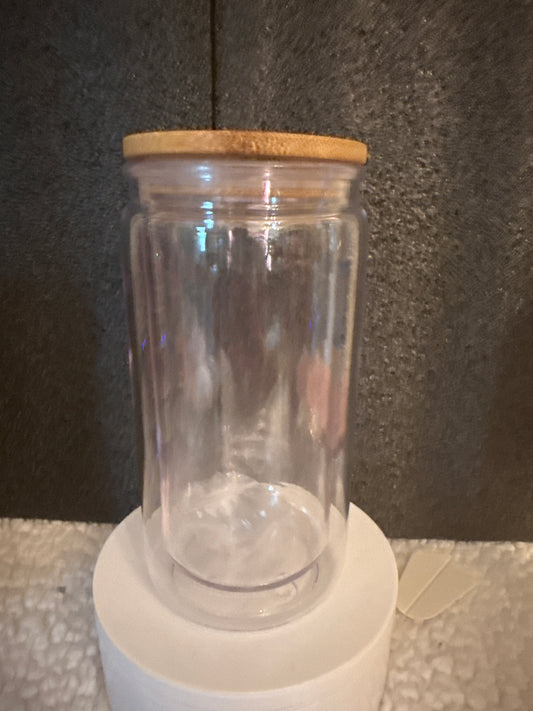 16oz Acrylic Snow Globe with Bamboo Lid