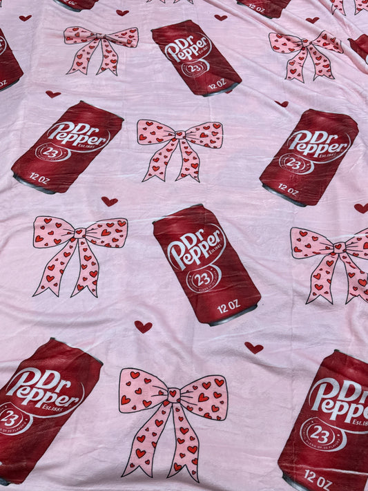 #7 Dr Pepper and Bows Super Soft Throw Blanket