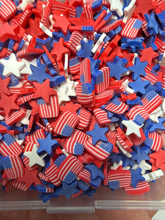 #1008 FLAGS AND STARS, RED, RED AND BLUE