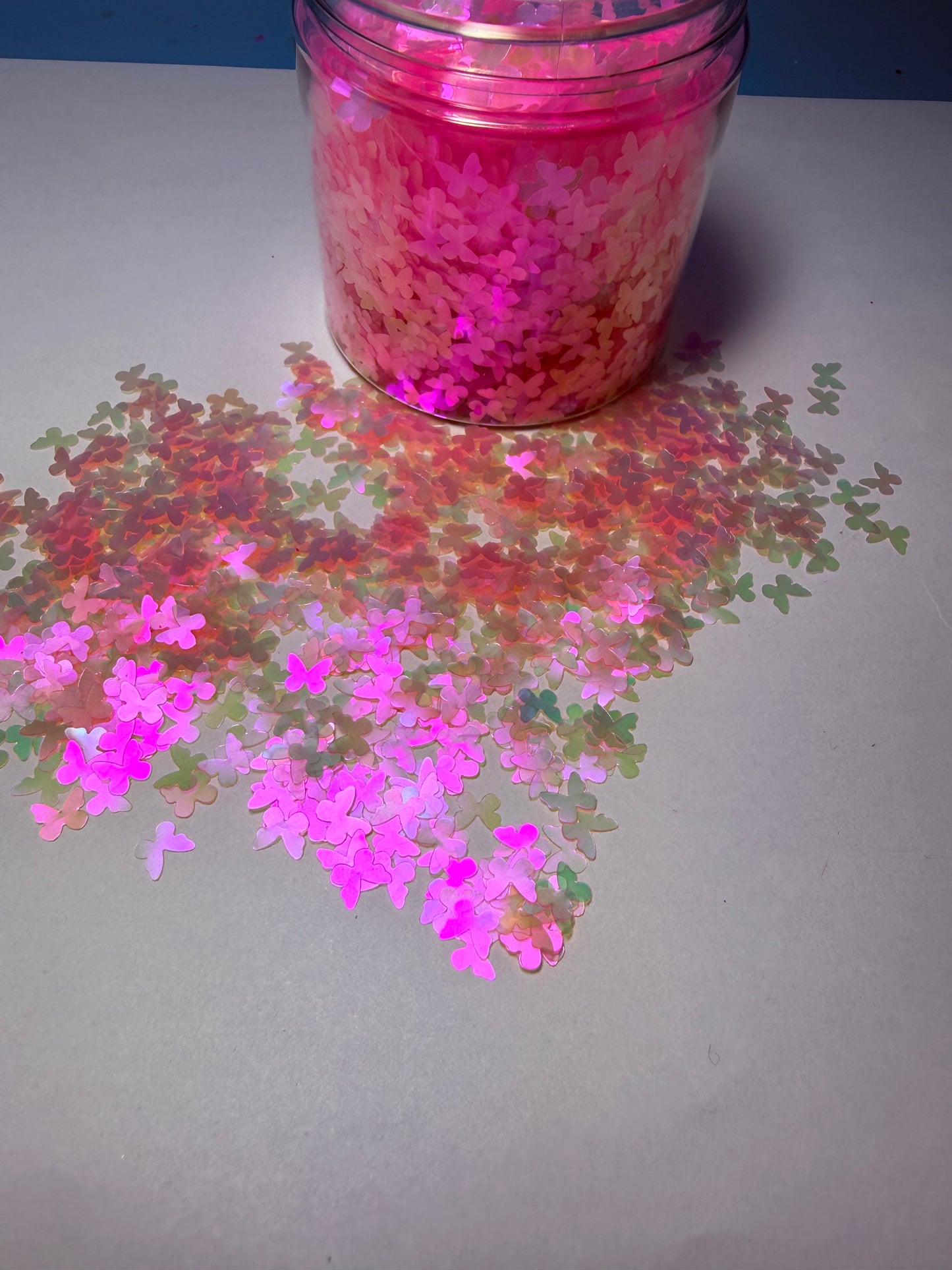 #675 BABY PINK HOLO BUTTERFLIES