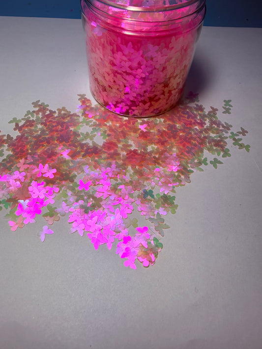 #675 BABY PINK HOLO BUTTERFLIES
