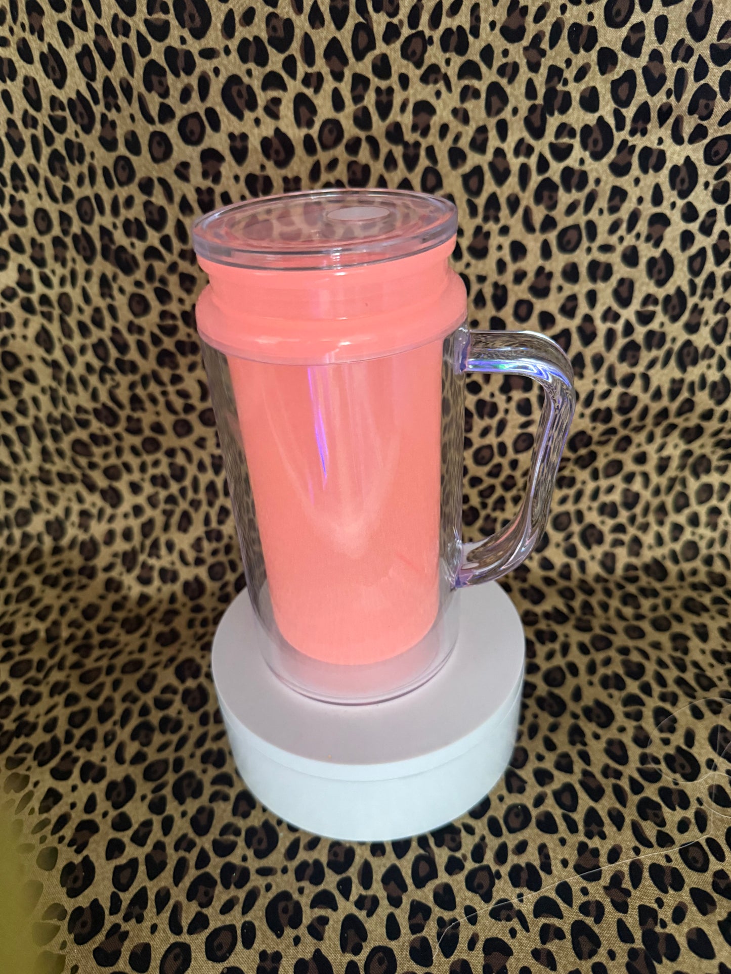 16oz SNOW GLOBE TUMBLER WITH HANDLE GLOW ORANGE