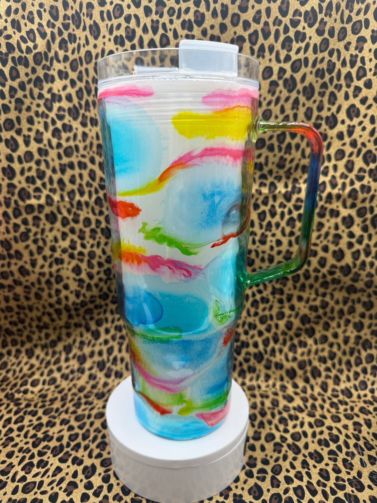 #5 40oz EPOXY, SNOW GLOBE TUMBLER GLOWS ORANGE