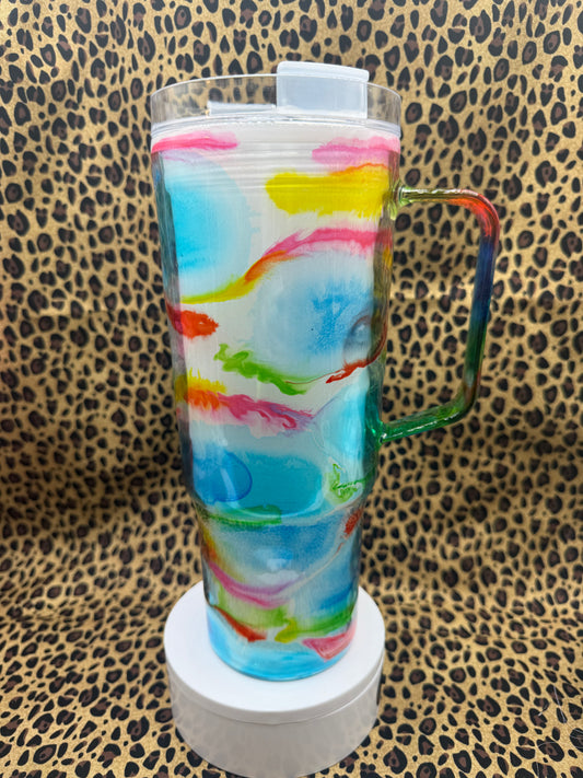 #5 40oz EPOXY, SNOW GLOBE TUMBLER GLOWS ORANGE