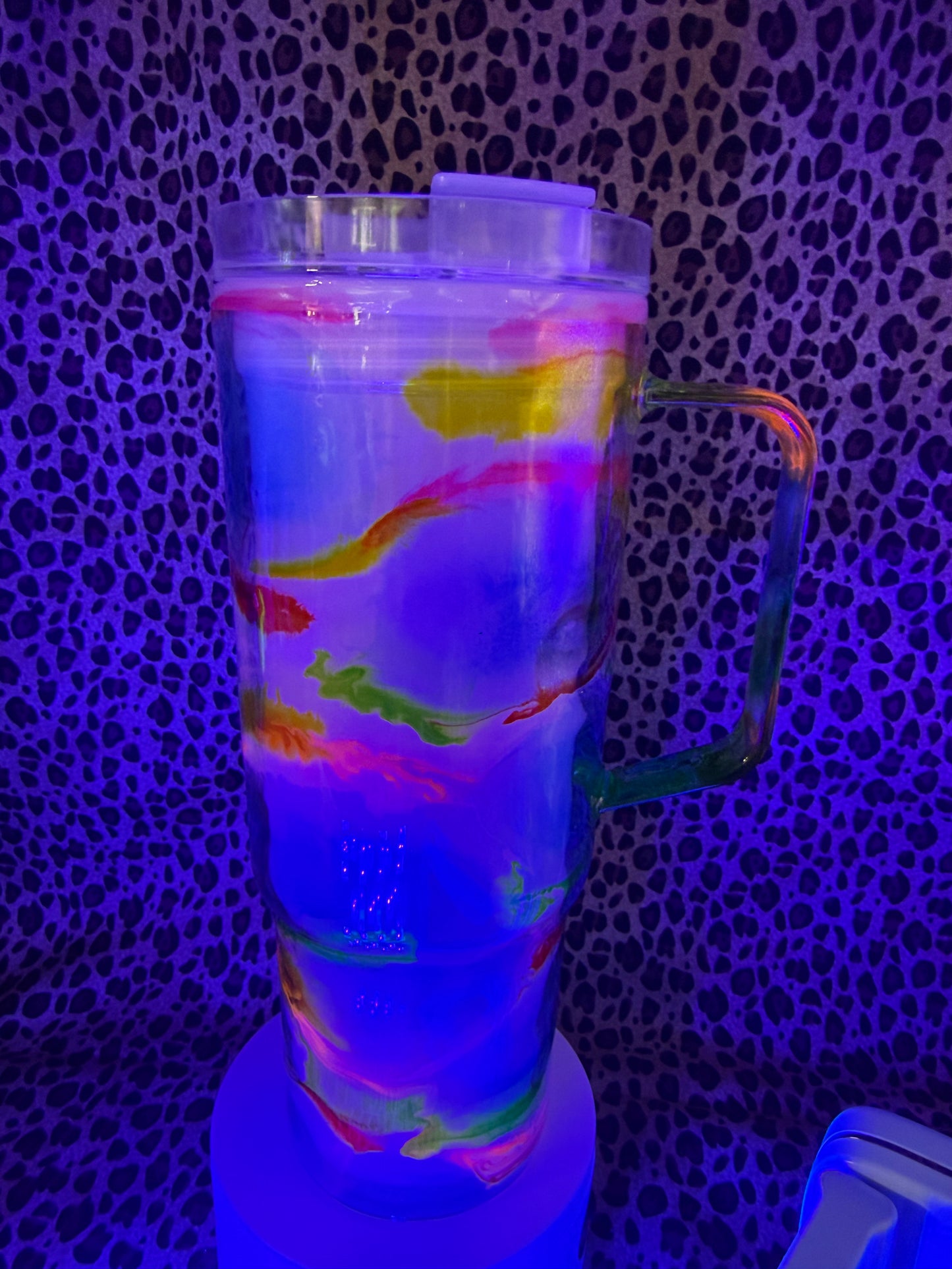 #5 40oz EPOXY, SNOW GLOBE TUMBLER GLOWS ORANGE